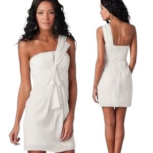 BCBG White Palais One Shoulder Cocktail Dress Size 4